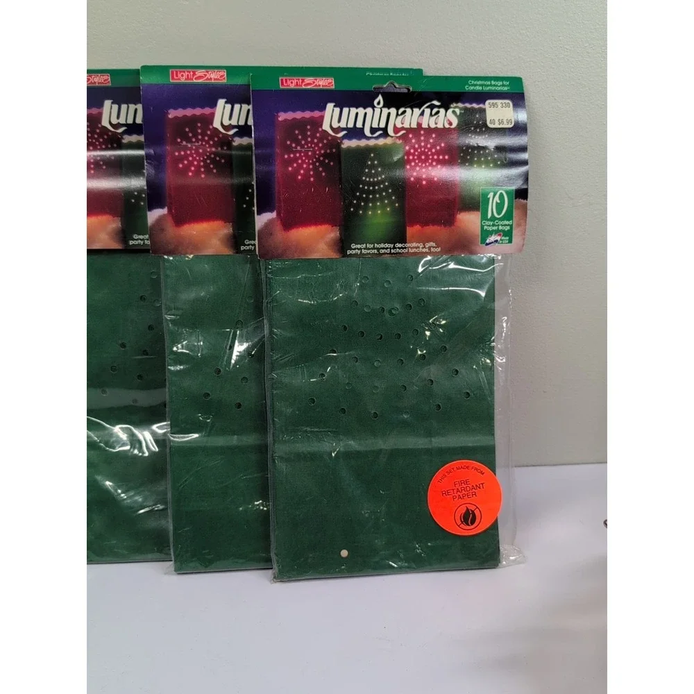 Vintage Luminarias Candles Christmas Cutout Christmas Tree‎ Paper Bags 3 Pack